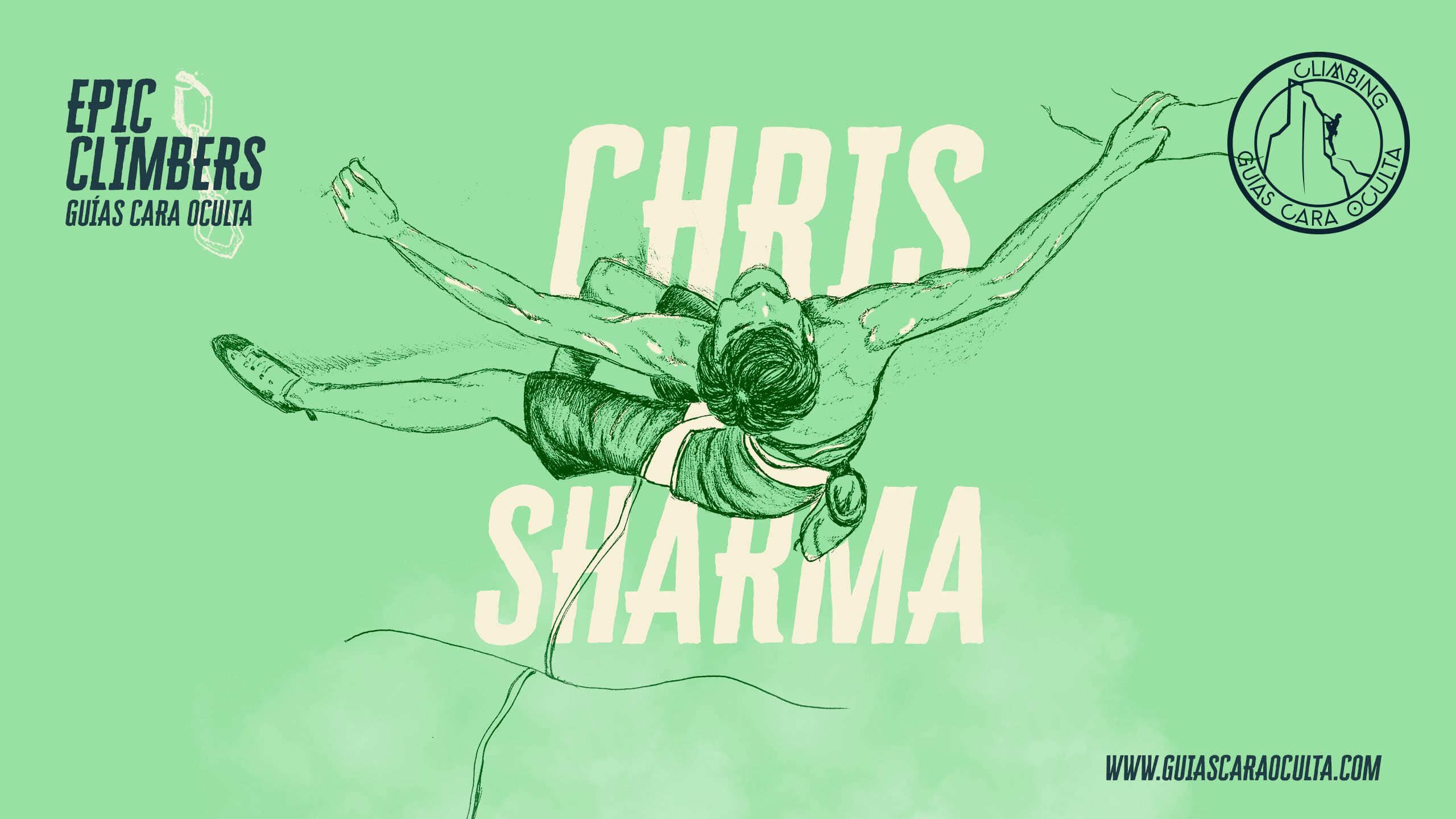 Dibujo de Chris Sharma escalando